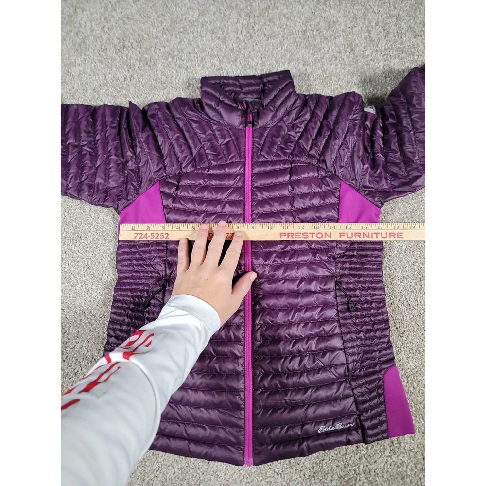 Eddie Bauer Down Puffer Jacket Womens S Purple Full Zip Quilted 800 Stormdown